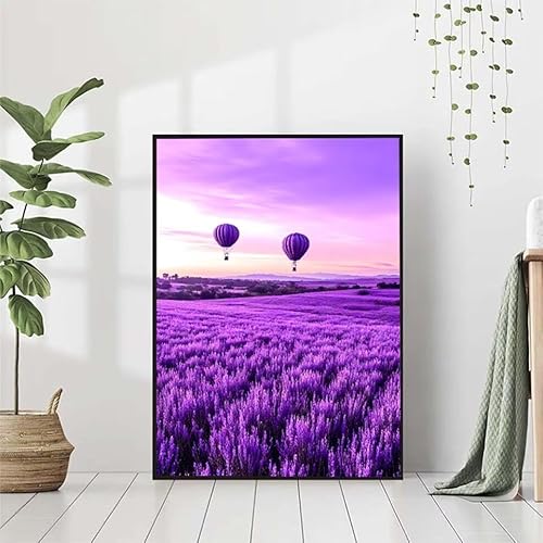 Diamond Painting Blume Diamant Painting Bilder Set, 5D Diamond Painting Lavendel Diamond Painting Erwachsene DIY Runde Strass Cross Stickerei Diamond-Painting Basteln für Wandzimmer Deko 80x110cm X-F von BAIYAACO