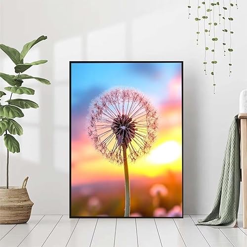 Diamond Painting Blume Diamant Painting Bilder Set, 5D Diamond Painting LöWenzahn Diamond Painting Erwachsene DIY Runde Strass Cross Stickerei Diamond-Painting Basteln für Wandzimmer Deko 50x70cm 7-5 von BAIYAACO