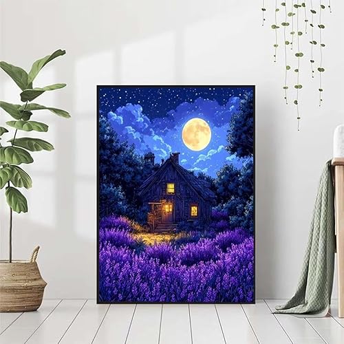 Diamond Painting Blume Diamant Painting Bilder Set, 5D Diamond Painting Mond Diamond Painting Erwachsene DIY Runde Strass Cross Stickerei Diamond-Painting Basteln Wandzimmer Deko Geschenk 80x110cm A-1 von BAIYAACO