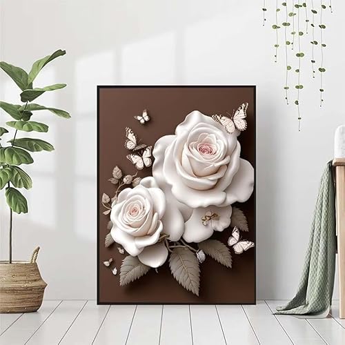 Diamond Painting Blume Diamant Painting Bilder Set, 5D Diamond Painting Rose Diamond Painting Erwachsene DIY Runde Kristall Strass Cross Stickerei Diamond-Painting Basteln, Wandzimmer Deko 50x70cm 4-F von BAIYAACO