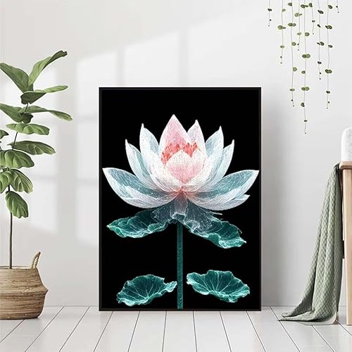 Diamond Painting Blume Diamant Painting Bilder Set, Diamond Painting Lotus Diamond Painting Erwachsene DIY Runde Strass Cross Stickerei Diamond-Painting Basteln Wandzimmer Deko Geschenk 80x110cm 8-7 von BAIYAACO