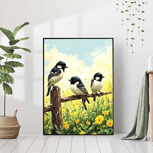 Diamond Painting Blume Diamant Painting Bilder Set, Diamond Painting Vogel Diamond Painting Erwachsene DIY Runde Strass Cross Stickerei Diamond-Painting Basteln Wandzimmer Deko Geschenk 80x110cm 3-5 von BAIYAACO