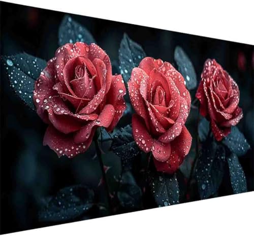 Diamond Painting Blume Diamond Painting Erwachsene Groß XXL 30x60cm Rose Vollbohrer Diamanten Malerei Kristall Stickerei Bilder Bastelset für Kinder Anfänger, Zimmer Deko Wohnzimmer Geschenke -y66 von BAIYAACO