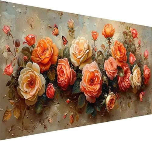 Diamond Painting Blume Diamond Painting Erwachsene Groß XXL 70x140cm Rose Vollbohrer Diamanten Malerei Kristall Stickerei Bilder Bastelset für Kinder Anfänger, Zimmer Deko Wohnzimmer Geschenke -i637 von BAIYAACO