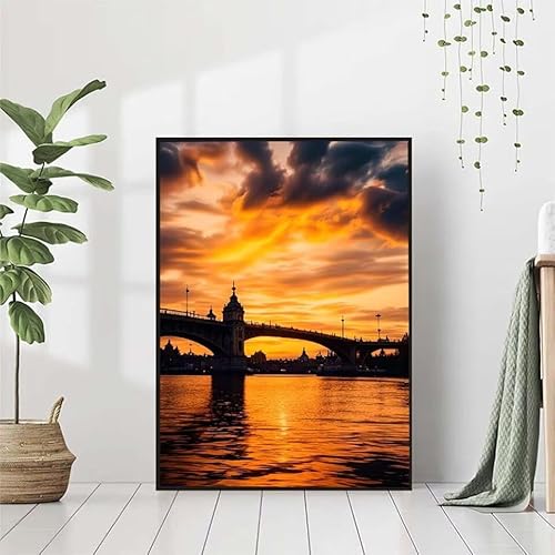 Diamond Painting BrüCke Diamant Painting Bilder Set, 5D Diamond Painting Herbst Diamond Painting Erwachsene DIY Runde Strass Cross Stickerei Diamond-Painting Basteln für Wandzimmer Deko 80x110cm V-N von BAIYAACO