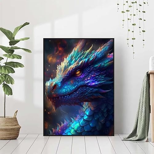 Diamond Painting Drachen Diamant Painting Bilder Set, Diamond Painting Tier Diamond Painting Erwachsene DIY Runde Strass Cross Stickerei Diamond-Painting Basteln, Wandzimmer Deko Geschenk 80x110cm D-Z von BAIYAACO