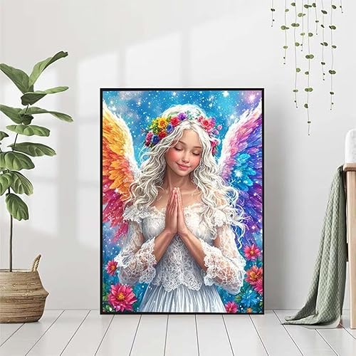 Diamond Painting Engel Diamant Painting Bilder Set, 5D Diamond Painting MäDchen Diamond Painting Erwachsene DIY Runde Strass Cross Stickerei Diamond-Painting Basteln für Wandzimmer Deko 80x110cm 2-B von BAIYAACO