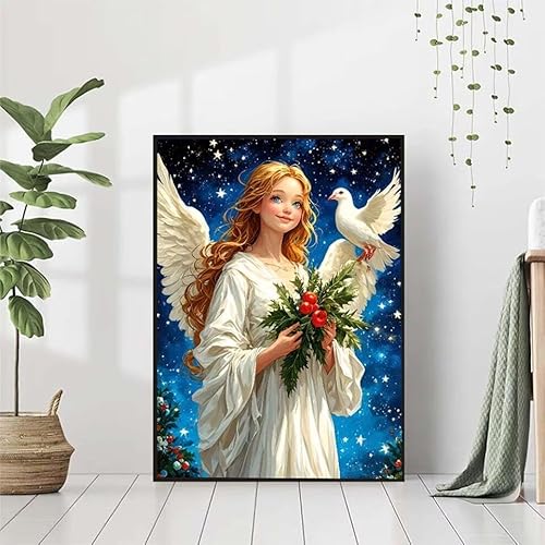 Diamond Painting Engel Diamant Painting Bilder Set, 5D Diamond Painting MäDchen Diamond Painting Erwachsene DIY Runde Strass Cross Stickerei Diamond-Painting Basteln für Wandzimmer Deko 80x110cm 6-9 von BAIYAACO