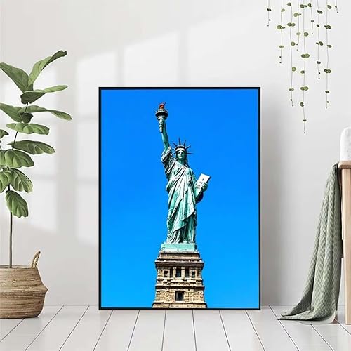 Diamond Painting Freiheitsstatue Diamant Painting Bilder Set, Diamond Painting New York Diamond Painting Erwachsene 5D Runde Strass Cross Stickerei Diamond-Painting Basteln Wandzimmer Deko 50x70cm N-V von BAIYAACO