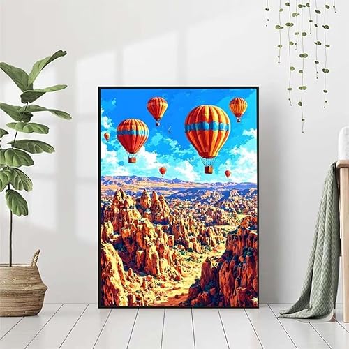 Diamond Painting HeißLuftballon Diamant Painting Bilder Set, 5D Diamond Painting Landschaft Diamond Painting Erwachsene DIY Runde Strass Cross Stickerei Diamond-Painting für Wandzimmer Deko 80x100cm von BAIYAACO