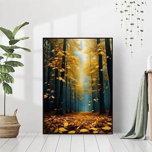 Diamond Painting Herbst Diamant Painting Bilder Set, 5D Diamond Painting Baum Diamond Painting Erwachsene DIY Runde Strass Cross Stickerei Diamond-Painting Basteln Wandzimmer Deko Geschenk 50x70cm W-Q von BAIYAACO