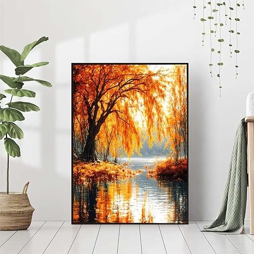 Diamond Painting Herbst Diamant Painting Bilder Set, 5D Diamond Painting Landschaft Diamond Painting Erwachsene DIY Runde Strass Cross Stickerei Diamond-Painting Basteln, Wandzimmer Deko 40x50cm 4-X von BAIYAACO