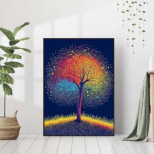 Diamond Painting Herbst Diamant Painting Bilder Set, Diamond Painting Baum Diamond Painting Erwachsene DIY Runde Strass Cross Stickerei Diamond-Painting Basteln Wandzimmer Deko Geschenk 80x100cm X-0 von BAIYAACO