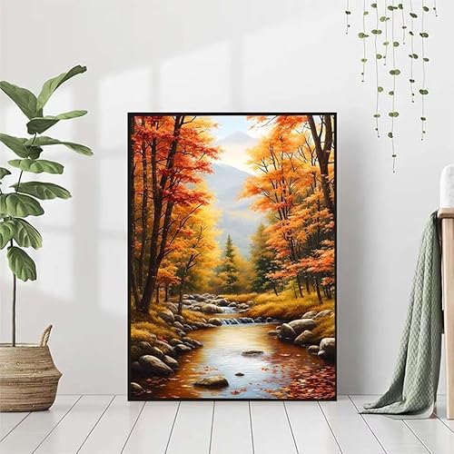 Diamond Painting Herbst Diamant Painting Bilder Set, Diamond Painting Baum Diamond Painting Erwachsene DIY Runde Strass Cross Stickerei Diamond-Painting Basteln Wandzimmer Deko Geschenk 80x110cm 1-C von BAIYAACO