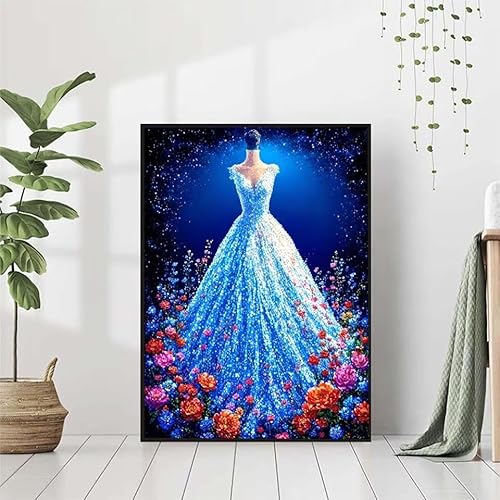 Diamond Painting Hochzeitskleid Diamant Painting Bilder Set, 5D Diamond Painting Blume Diamond Painting Erwachsene DIY Runde Strass Cross Stickerei Diamond-Painting Basteln Wandzimmer Deko 60x80cm 4-Y von BAIYAACO