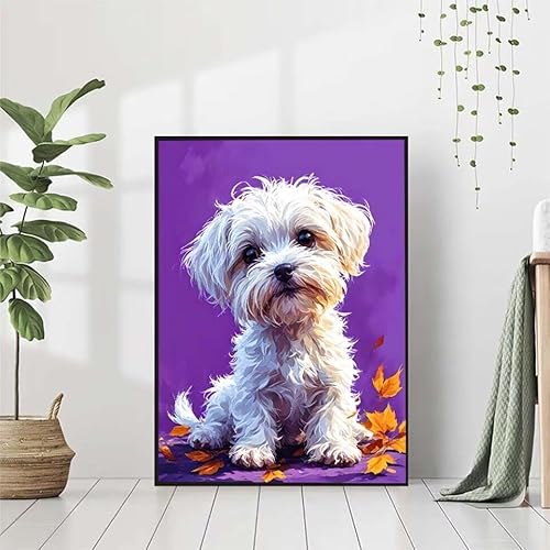 Diamond Painting Hund Diamant Painting Bilder Set, 5D Diamond Painting Tier Diamond Painting Erwachsene DIY Runde Kristall Strass Cross Stickerei Diamond-Painting Basteln für Wandzimmer Deko 60x80cm von BAIYAACO