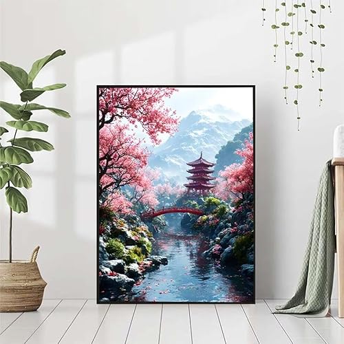 Diamond Painting Japan Diamant Painting Bilder, Landschaft Diamond Painting Erwachsene Kinder DIY Runde Kristall Diamond Art Stickerei Painting Basteln, Wohnzimmer Schlafzimmer Wanddeko 30x40cm R-9 von BAIYAACO