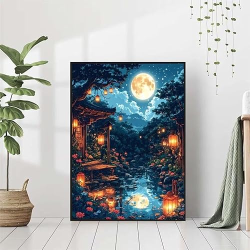 Diamond Painting Japan Diamant Painting Bilder, Landschaft Diamond Painting Erwachsene Kinder DIY Runde Kristall Diamond Art Stickerei Painting Basteln, Wohnzimmer Schlafzimmer Wanddeko 40x50cm 9-I von BAIYAACO