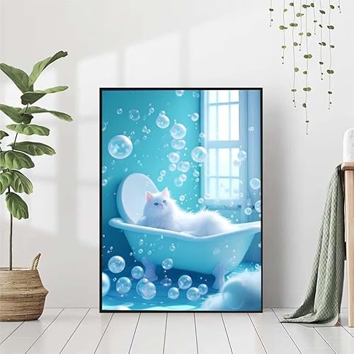 Diamond Painting Katze Diamant Painting Bilder Set, Diamond Painting Blasen Diamond Painting Erwachsene DIY Runde Strass Cross Stickerei Diamond-Painting Basteln, Wandzimmer Deko Geschenk 80x100cm X-4 von BAIYAACO