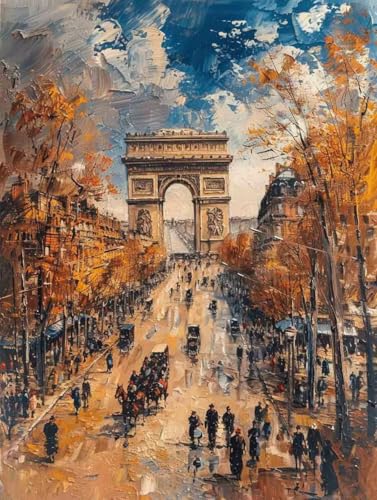 Diamond Painting Landschaft Diamant Painting Bilder, 5D Diamond Painting Arc De Triomphe Diamond Painting Erwachsene Kinder DIY Strass Stickerei Diamond-Painting Basteln Set, Zimmer Deko 40x50cm -8t75 von BAIYAACO