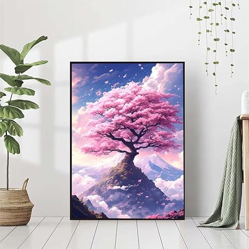 Diamond Painting Landschaft Diamant Painting Bilder, Baum Diamond Painting Erwachsene Kinder DIY Runde Kristall Diamond Art Stickerei Painting Basteln, Wohnzimmer Schlafzimmer Wanddeko 80x110cm E-0 von BAIYAACO