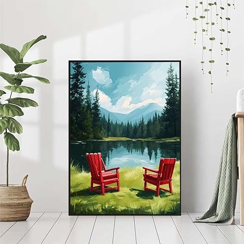 Diamond Painting Landschaft Diamant Painting Bilder Set, 5D Diamond Painting Baum Diamond Painting Erwachsene DIY Runde Strass Cross Stickerei Diamond-Painting Basteln für Wandzimmer Deko 80x110cm 7-7 von BAIYAACO