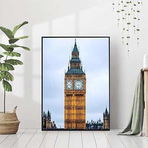 Diamond Painting Landschaft Diamant Painting Bilder Set, 5D Diamond Painting Big Ben Diamond Painting Erwachsene DIY Runde Strass Cross Stickerei Diamond-Painting Basteln für Wandzimmer Deko 80x110cm von BAIYAACO