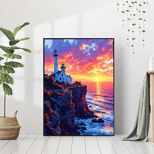 Diamond Painting Landschaft Diamant Painting Bilder Set, 5D Diamond Painting Sonnenuntergang Diamond Painting Erwachsene DIY Runde Strass Cross Stickerei Diamond-Painting, Wandzimmer Deko 80x110cm N-V von BAIYAACO