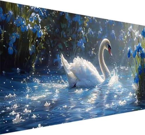 Diamond Painting Landschaft Diamond Painting Erwachsene Groß XXL 60x120cm Schwan Vollbohrer Diamanten Malerei Kristall Stickerei Bilder Bastelset für Kinder Anfänger, Zimmer Deko Wohnzimmer -h589 von BAIYAACO