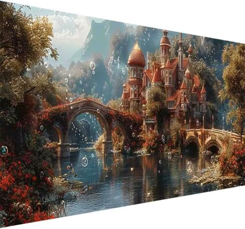 Diamond Painting Landschaft Diamond Painting Erwachsene Groß XXL 80x160cm Schloss Vollbohrer Diamanten Malerei Kristall Stickerei Bilder Bastelset für Kinder Anfänger, Zimmer Deko Wohnzimmer -l595 von BAIYAACO