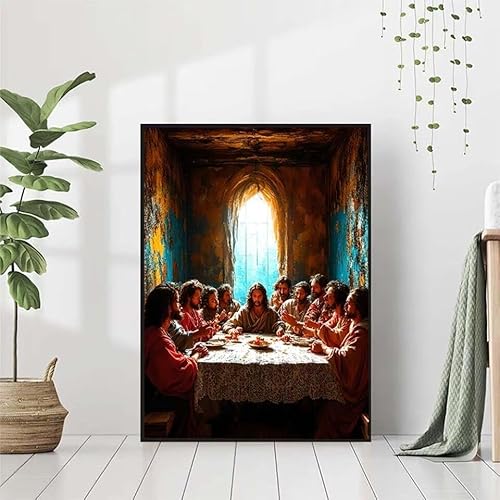 Diamond Painting Letztes Abendmahl Diamant Painting Bilder, Wiedervereinigung Diamond Painting Erwachsene Kinder DIY Runde Diamond Art Stickerei Basteln, Wohnzimmer Schlafzimmer Wanddeko 50x70cm 4-6 von BAIYAACO