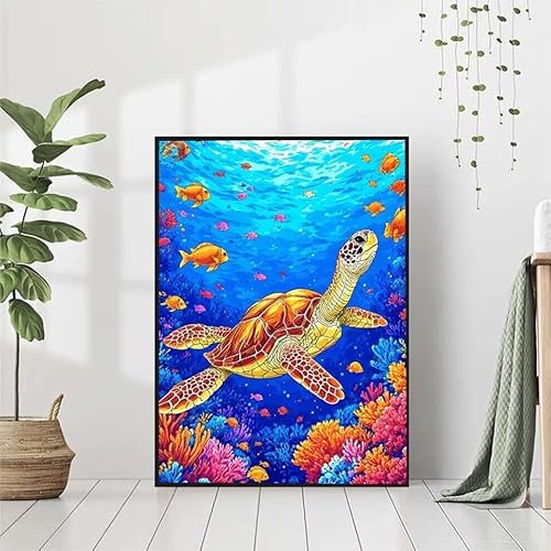 Diamond Painting Meer Diamant Painting Bilder, SchildkröTe Diamond Painting Erwachsene Kinder DIY Runde Kristall Diamond Art Stickerei Painting Basteln, Wohnzimmer Schlafzimmer Wanddeko 80x110cm 0-2 von BAIYAACO