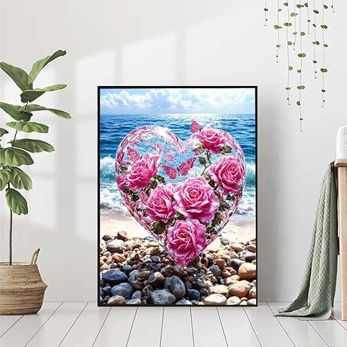 Diamond Painting Meer Diamant Painting Bilder Set, 5D Diamond Painting Blume Diamond Painting Erwachsene DIY Runde Strass Cross Stickerei Diamond-Painting Basteln Wandzimmer Deko Geschenk 80x110cm U-5 von BAIYAACO