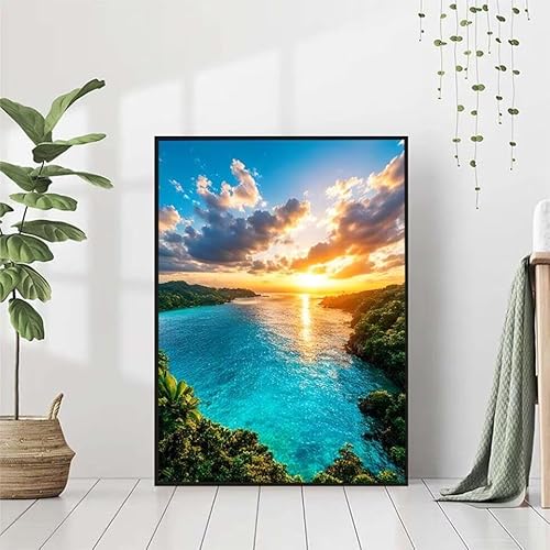 Diamond Painting Meer Diamant Painting Bilder Set, 5D Diamond Painting Landschaft Diamond Painting Erwachsene DIY Runde Strass Cross Stickerei Diamond-Painting Basteln für Wandzimmer Deko 30x40cm N-6 von BAIYAACO