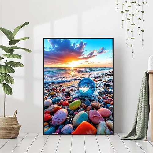 Diamond Painting Meer Diamant Painting Bilder Set, 5D Diamond Painting Landschaft Diamond Painting Erwachsene DIY Runde Strass Cross Stickerei Diamond-Painting Basteln für Wandzimmer Deko 40x50cm 2-P von BAIYAACO