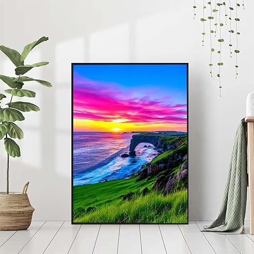 Diamond Painting Meer Diamant Painting Bilder Set, 5D Diamond Painting Landschaft Diamond Painting Erwachsene DIY Runde Strass Cross Stickerei Diamond-Painting Basteln für Wandzimmer Deko 50x70cm G-L von BAIYAACO