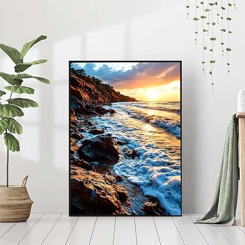 Diamond Painting Meer Diamant Painting Bilder Set, 5D Diamond Painting Landschaft Diamond Painting Erwachsene DIY Runde Strass Cross Stickerei Diamond-Painting Basteln für Wandzimmer Deko 60x80cm 2-6 von BAIYAACO