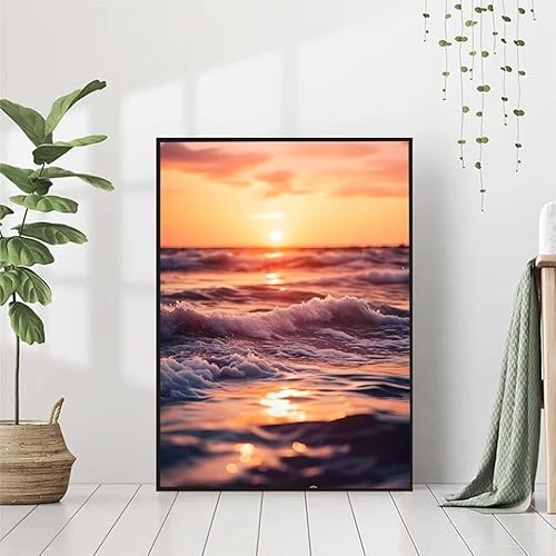 Diamond Painting Meer Diamant Painting Bilder Set, 5D Diamond Painting Sonnenuntergang Diamond Painting Erwachsene DIY Runde Strass Cross Stickerei Diamond-Painting Basteln Wandzimmer Deko 60x80cm 0-6 von BAIYAACO