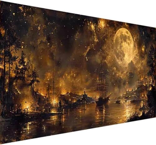 Diamond Painting Mond Diamond Painting Erwachsene Groß XXL 30x60cm Landschaft Vollbohrer Diamanten Malerei Kristall Stickerei Bilder Bastelset Kinder Anfänger, Zimmer Deko Wohnzimmer Geschenke -t112 von BAIYAACO