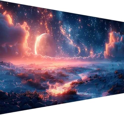 Diamond Painting Mond Diamond Painting Erwachsene Groß XXL 70x140cm Sternenhimmel Vollbohrer Diamanten Malerei Kristall Stickerei Bilder Bastelset für Kinder Anfänger, Zimmer Deko Wohnzimmer -d529 von BAIYAACO