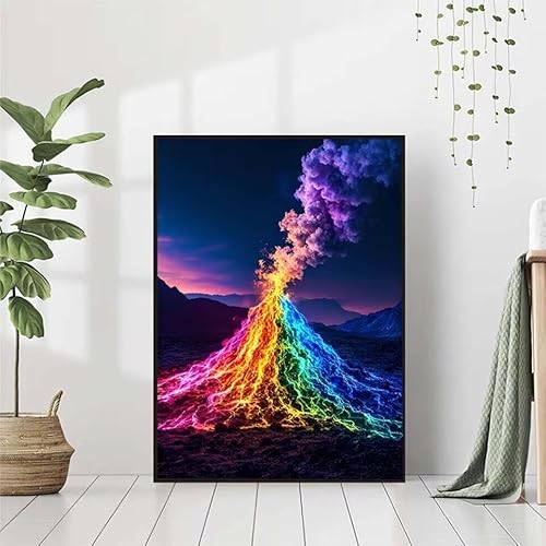 Diamond Painting Regenbogen Diamant Painting Bilder Erwachsene, Landschaft Diamond Painting Set, Diamond Painting Klein 80x110cm, DIY Runde Full Drill Cross Stickerei Basteln für Home Wall Decor E-Y von BAIYAACO