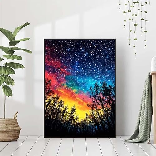 Diamond Painting Regenbogen Diamant Painting Bilder Set, 5D Diamond Painting Sternenhimmel Diamond Painting Erwachsene DIY Runde Strass Cross Stickerei Diamond-Painting Basteln Wandzimmer Deko 70x95cm von BAIYAACO