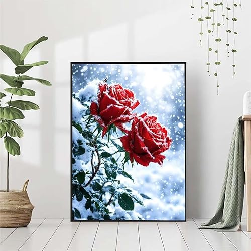 Diamond Painting Rose Diamant Painting Bilder Set, 5D Diamond Painting Blume Diamond Painting Erwachsene DIY Runde Kristall Strass Cross Stickerei Diamond-Painting Basteln, Wandzimmer Deko 40x50cm P-6 von BAIYAACO