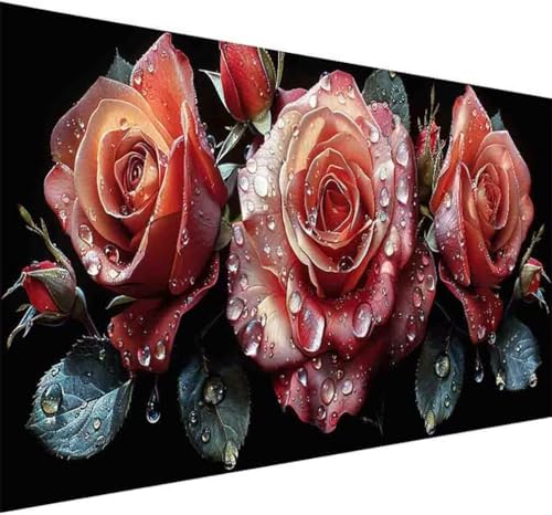 Diamond Painting Rose Diamond Painting Erwachsene Groß XXL 30x60cm Blume Vollbohrer Diamanten Malerei Kristall Stickerei Bilder Bastelset für Kinder Anfänger, Zimmer Deko Wohnzimmer Geschenke -u455 von BAIYAACO