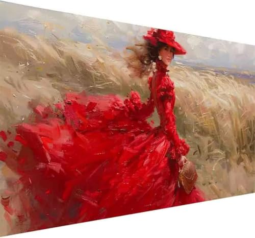 Diamond Painting Rotes Kleid Diamond Painting Erwachsene Groß XXL 60x120cm Mädchen Vollbohrer Diamanten Malerei Kristall Stickerei Bilder Bastelset für Kinder Anfänger, Zimmer Deko Wohnzimmer -i55J von BAIYAACO