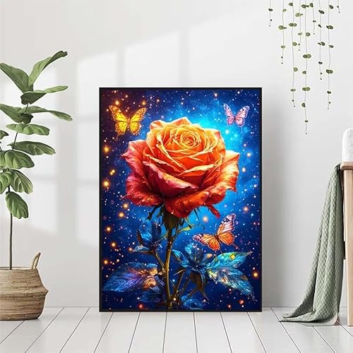 Diamond Painting Schmetterling Diamant Painting Bilder Set, 5D Diamond Painting Blume Diamond Painting Erwachsene DIY Runde Strass Cross Stickerei Diamond-Painting Basteln für Wandzimmer Deko 60x80cm von BAIYAACO