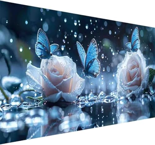 Diamond Painting Schmetterling Diamond Painting Erwachsene Groß XXL 80x160cm Rose Vollbohrer Diamanten Malerei Kristall Stickerei Bilder Bastelset für Kinder Anfänger, Zimmer Deko Wohnzimmer -t2D von BAIYAACO