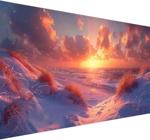 Diamond Painting Sonnenuntergang Diamond Painting Erwachsene Groß XXL 60x120cm Strand Vollbohrer Diamanten Malerei Kristall Stickerei Bilder Bastelset für Kinder Anfänger, Zimmer Deko Wohnzimmer -y685 von BAIYAACO