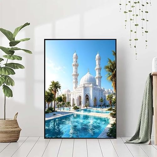 Diamond Painting Taj Mahal Diamant Painting Bilder Set, 5D Diamond Painting Landschaft Diamond Painting Erwachsene DIY Runde Strass Cross Stickerei Diamond-Painting Basteln Wandzimmer Deko 30x40cm V-X von BAIYAACO