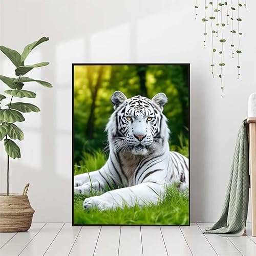 Diamond Painting Tier Diamant Painting Bilder Set, 5D Diamond Painting Tiger Diamond Painting Erwachsene DIY Runde Strass Cross Stickerei Diamond-Painting Basteln Wandzimmer Deko Geschenk 80x110cm 4-1 von BAIYAACO